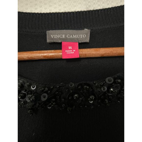 Vince Camuto Black Plus Top Embellished Collar Long Sleeve Sweater SZ 1X NWT - Picture 4 of 9